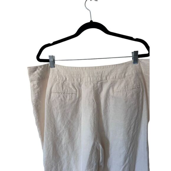 J. Jill Cream Linen Button Zip Fly Wide Leg Beachy Coastal Pants Size 18 Summer - Picture 5 of 16